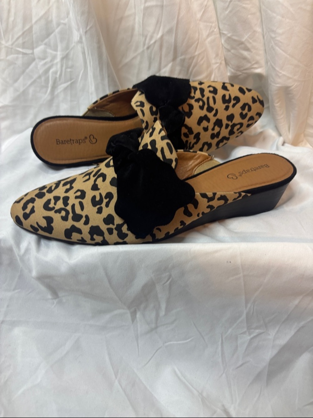 BareTraps Leopard-Print Mules with Black Bow